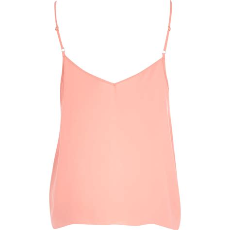 River Island Light Pink Strappy Cami Top In Pink Lyst