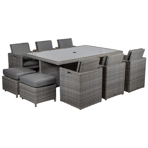 Royalcraft Paris 10 Seater Rattan Cube Dining Set Wilko