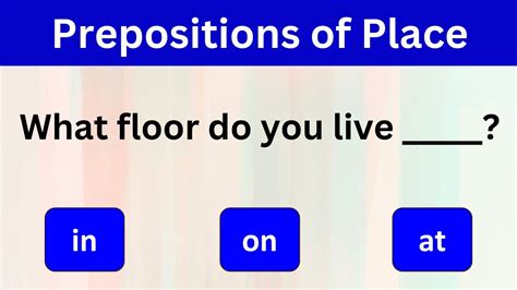 English Grammar Prepositions Of Place Quiz [in On At] Part 1 Youtube