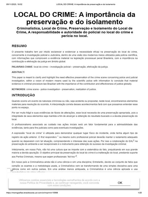 Local Do Crime A Importância Da Preservação E Do Isolamento Pdf