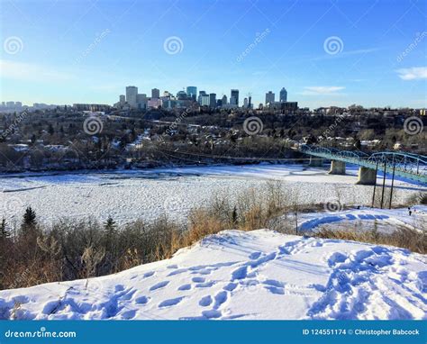 Winter Views of Edmonton Along the North Saskatchewan River Stock Photo ...