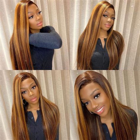 Kriyya 13x4 Straight Lace Front Wigs Honey Blonde Highlight Human Hair