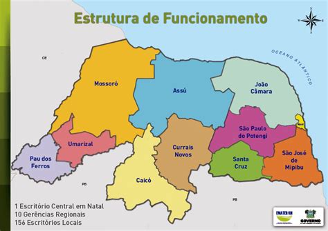 Mapa Do Rn Por Região - -Mapa do Rio Grande do Norte com as regionais da EMATER | Download ...
