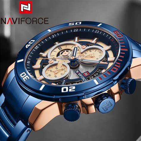 Naviforce men watch data esporte homem relógio de pulso topo marca luxo