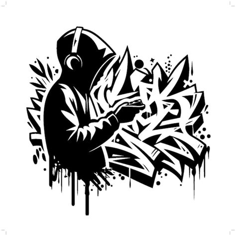 Gamer Vr Silueta Personas En Graffiti Etiqueta Hip Hop Arte Callejero