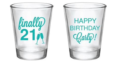 21st Birthday Shot Glasses Finally 21 Party Favors Personalized Birthday Shot Glasses