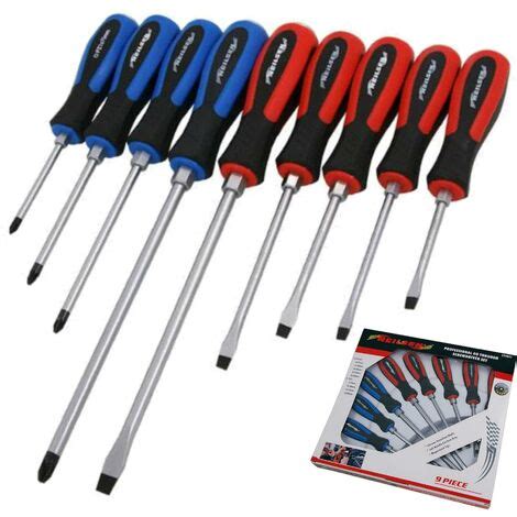 Neilsen Pc Professional Pozi Flat Slotted Magnetic Tip Screwdriver Set