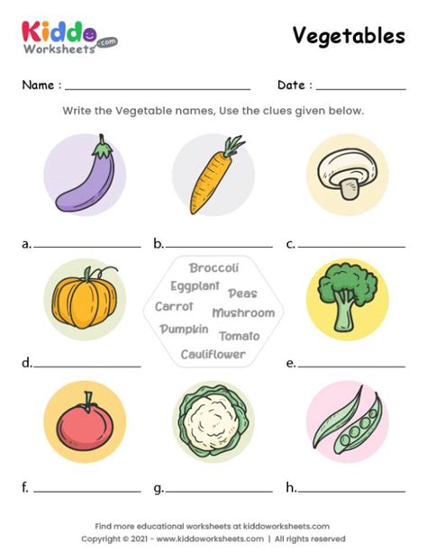 printable vegetables worksheet kiddoworksheets  printables