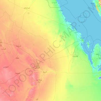 ad-Dahna Desert topographic map, elevation, terrain