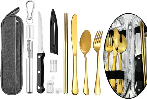 Amazon Portable Reusable Flatware Set Travel Camping Cutlery Set