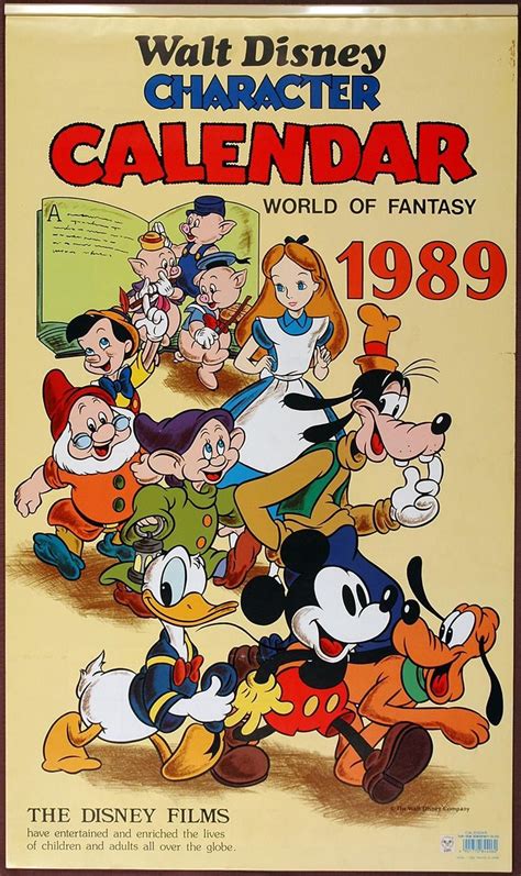 WALT DISNEY CHARACTER CALENDAR 1989 Produced in Japan Features Colorful ...