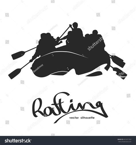 Vector Illustration Silhouette Rafting Team On Stock Vector 451671763