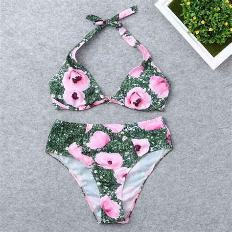 Womens Swimming Suit Sexy Bikini Swimsuit Women Floral Print Bikini