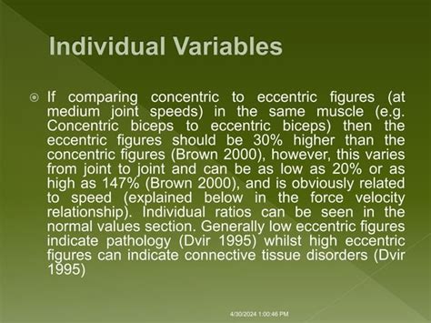 Isokinetic Techniques Type Of Exercise PPT