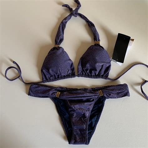 Vix Swim Vix Bia Tube Bikini Set In Gold Sparkle Purple Poshmark