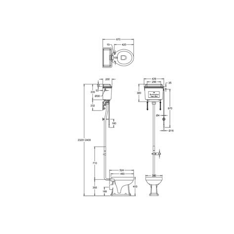 Burlington Standard High Level Toilet with Chrome Lever Cistern