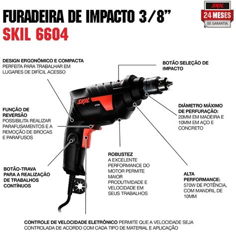 Furadeira Skill Impacto 6604 RE 570W 3 8 10MM 127V Bosch Center