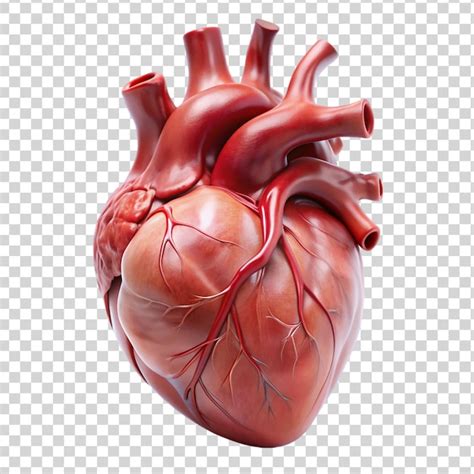 Corazón humano realista en 3D aislado sobre un fondo transparente