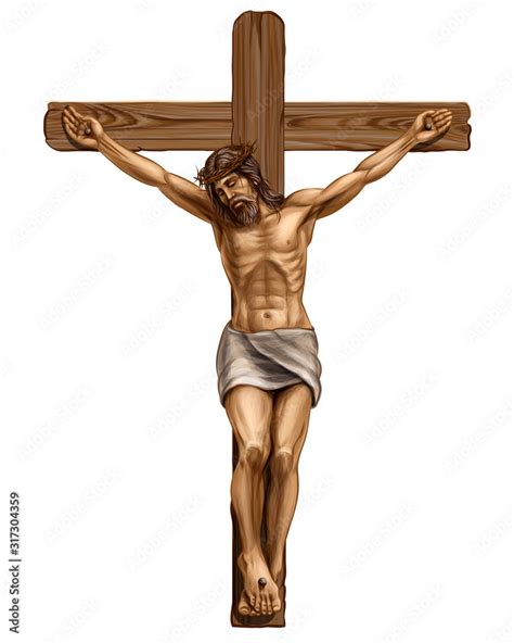 Vecteur Stock Jesus Christ Crucified On The Cross Hand Drawn Artistic