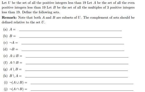 Solved Let U Be The Set Of All The Positive Integers Less