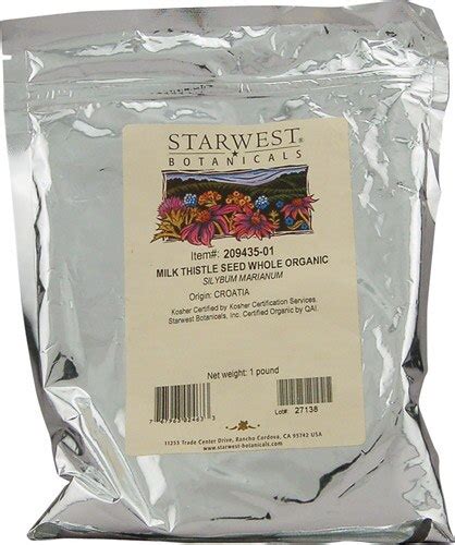 Starwest Botanicals Organic Milk Thistle Seed Whole Lb Vitacost