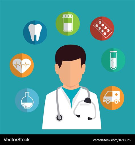 Cartoon doctor healthcare medicine icons Vector Image