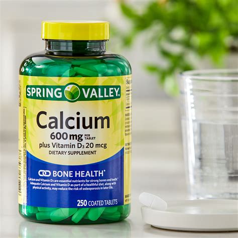 Spring Valley Calcium Plus Vitamin D Tablets Dietary Supplement 600 Mg