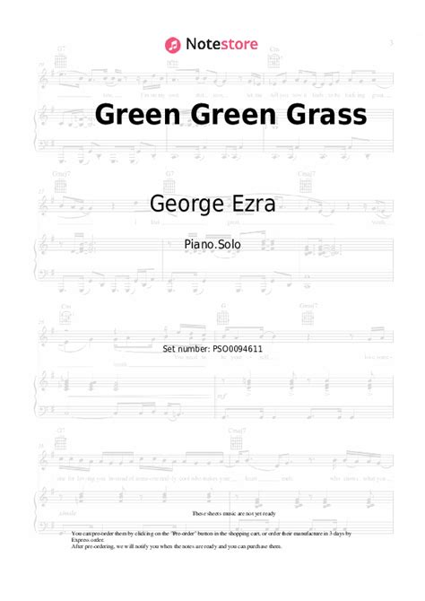 Green Green Grass Piano Sheet Music George Ezra In Note