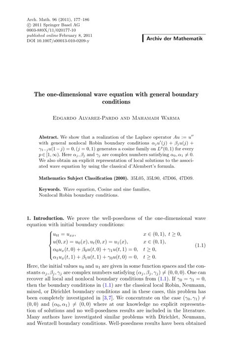 (PDF) The one-dimensional wave equation with general boundary conditions