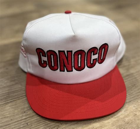 Vintage CONOCO Logo Gas Station White Snapback Hat Ca… - Gem