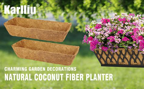 Karlliu 4 Pack 24 Inch Trough Coconut Liners For Window Box Deck Planter Natural