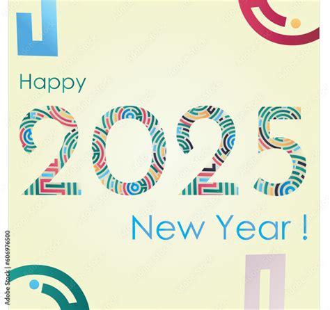 Happy New Year 2025 Typography Text Banner Brochure Design Template