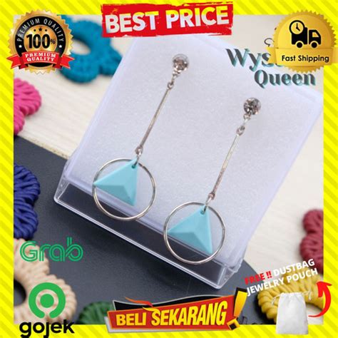 Jual Anting Gantung Wanita Titanium Model Segitiga Lingkaran Premium