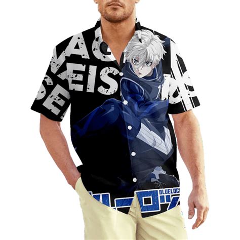 Blue Lock Print Short Sleeve T Shirts For Men Blue Lock Summer Beach Hawaiian Shirts