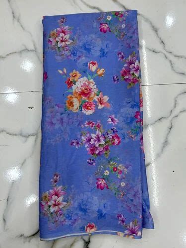 Polyester Chinon Chiffon Floral Digital Printed Fabric Multicolour At