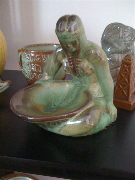 Frankoma Indian Maiden Bowl Maker 123 In Prairie Green 1940 1953