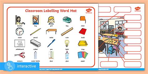 Interactive Pdf Classroom Labels Labelling Worksheet