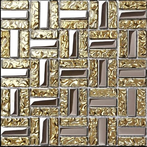 Electroplated Silver Yellow Gold Glass Mosaic Kitchen Tile Etsy