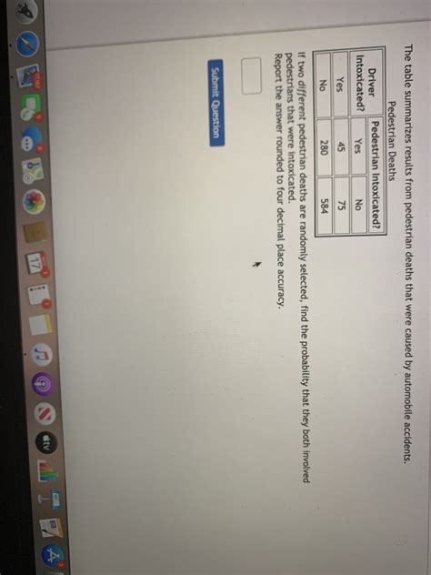 Answered The Table Summarizes Results From Pedestrian Deaths That Were