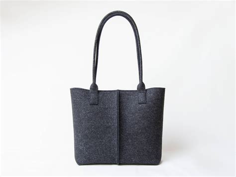 Wool Felt TOTE BAG Charcoal Bag Dark Grey Bag Womens Bag Etsy