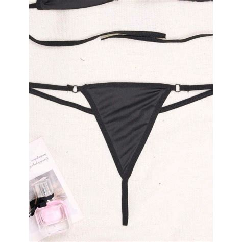 Halter Neck Bikini Inspired Lingerie Set Black Sarita Inc