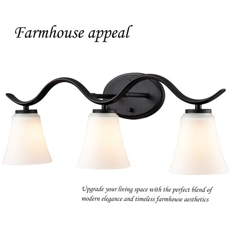 Farmhouse Black Bathroom Vanity Light Fixture with Milk Glass Shade 3 ...