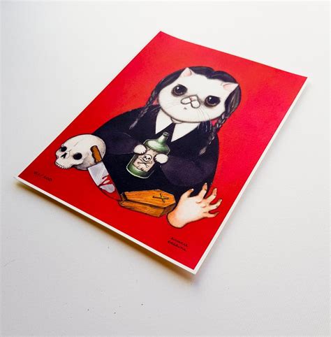 Wednesday Addams Cat Limited Edition Art Print Addams - Etsy