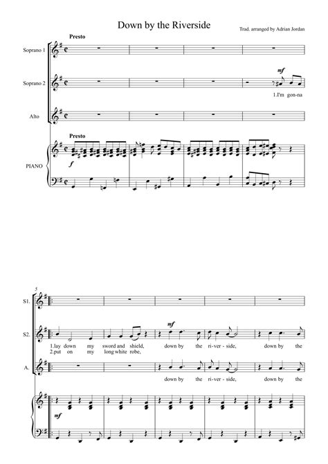 Down By The Riverside Arr Adrian Jordan By Trad Sheet Music For SSA