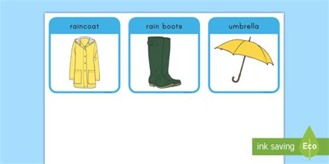 Rainy Weather Clothes Picture Cards (teacher made)