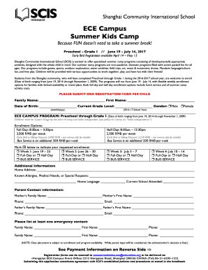 Fillable Online hq scis-his ECE Campus Summer Kids Camp - SCIS ...