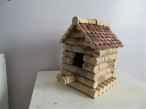 Wine Cork Birdhouse W Penny Roof And Wine Cork Base Wine Cork