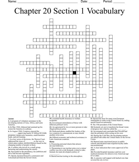 Chapter Section Vocabulary Crossword Wordmint