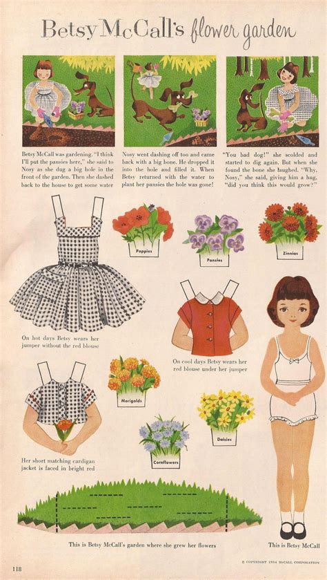 Betsy Mccall Paper Doll Sheet From Mccall S Magazine July Vintage