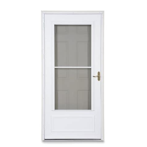 Larson Savannah 32 In X 81 In White Mid View Universal Reversible Wood Core Storm Door In The